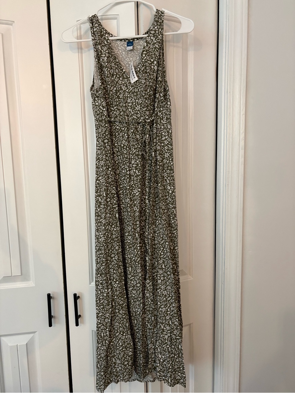Old Navy Olive Green Floral V-Neck Maxi